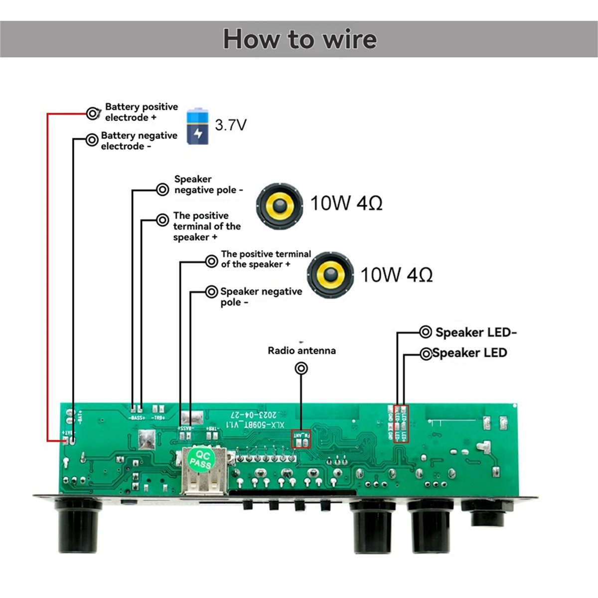 Bluetooth Speaker - Aktualisierung. 2X10W 3,7V Verstärkerplatine für Square