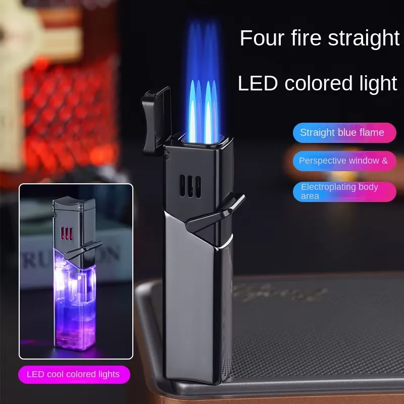 Electronics Gadgets For Gift - Metall Winddichtes Zigarrenfeuerzeug mit Jetflamme, Butan-Gasanzünder,