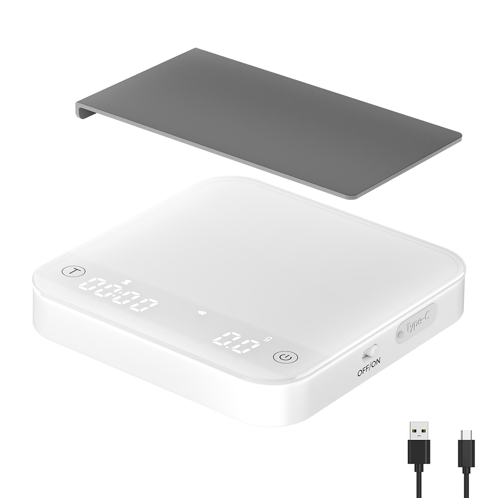 Power Bank - Tragbare Kaffeewaage 0,1g Präzision 0,3g-2000g, Durchfluss-