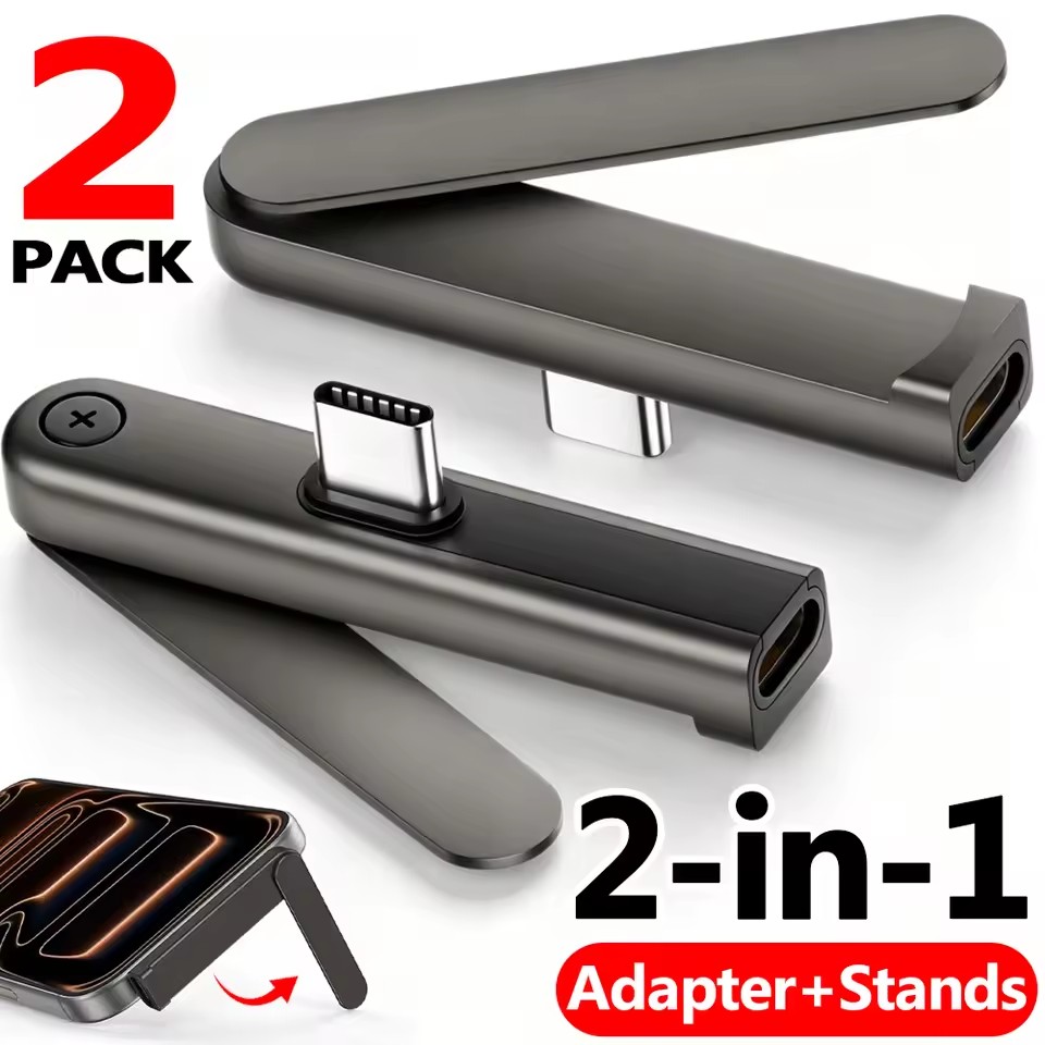 Phone Holder - 2/1 Stück Tragbarer USB-C-auf-3,5-mm-Audio-Adapter, faltbarer Ständer