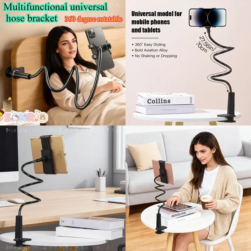 Phone Holder - 360-Grad-Flexibler Schlauch-Handyhalter, Stabiler Anti-Wackel-Tablet-Ständer mit Verstellbarem