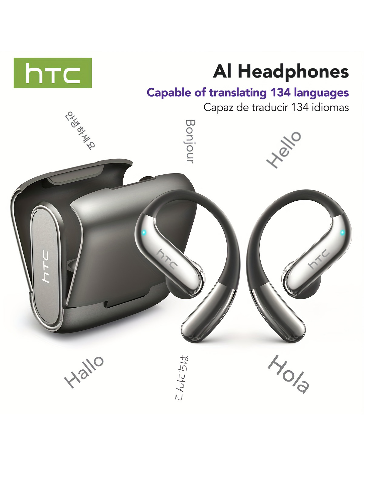 Headphones Wireless - Open-Ear-Bluetooth-Kopfhörer, HTC 30-Stunden-Wiedergabe, kabellose Ohrhörer, Ohrhörer