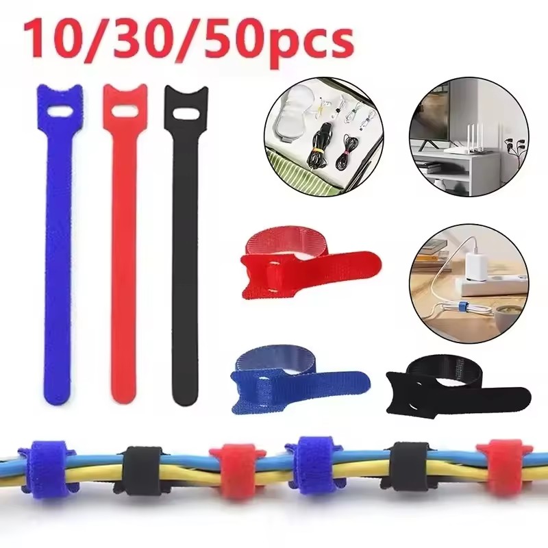 Cable Organizer - 10/30/50 Stück Wiederverwendbare Kabelbinder mit Klettverschluss,