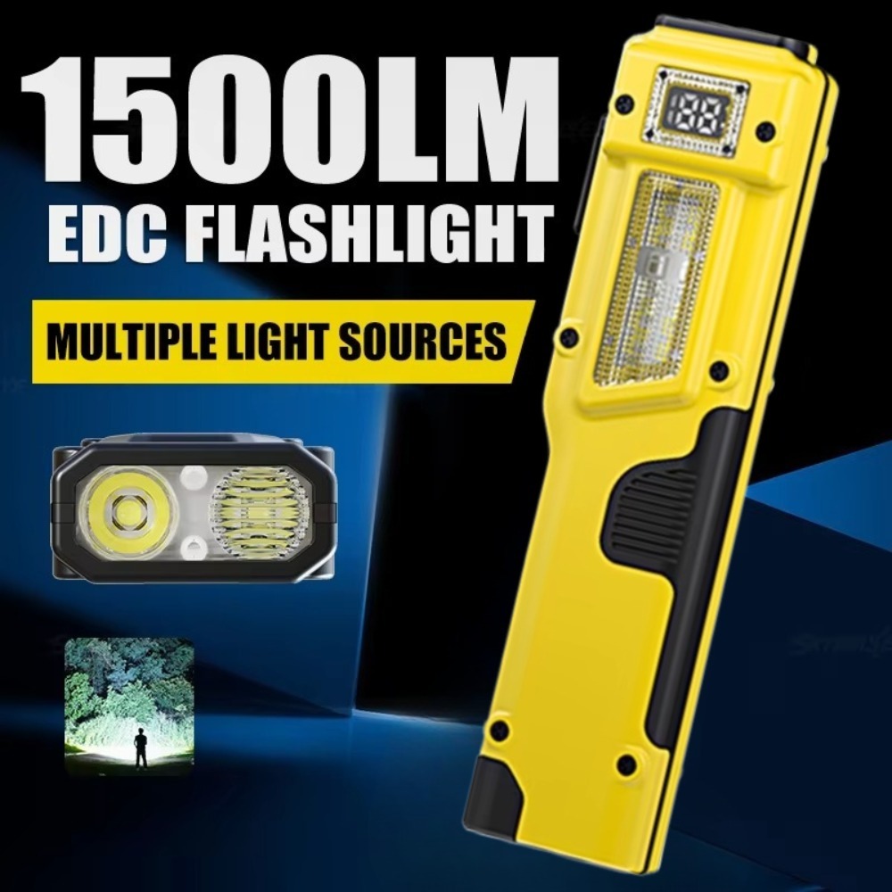 Power Bank - Ultradünne EDC Wiederaufladbare LED-Taschenlampe mit Batterieanzeige