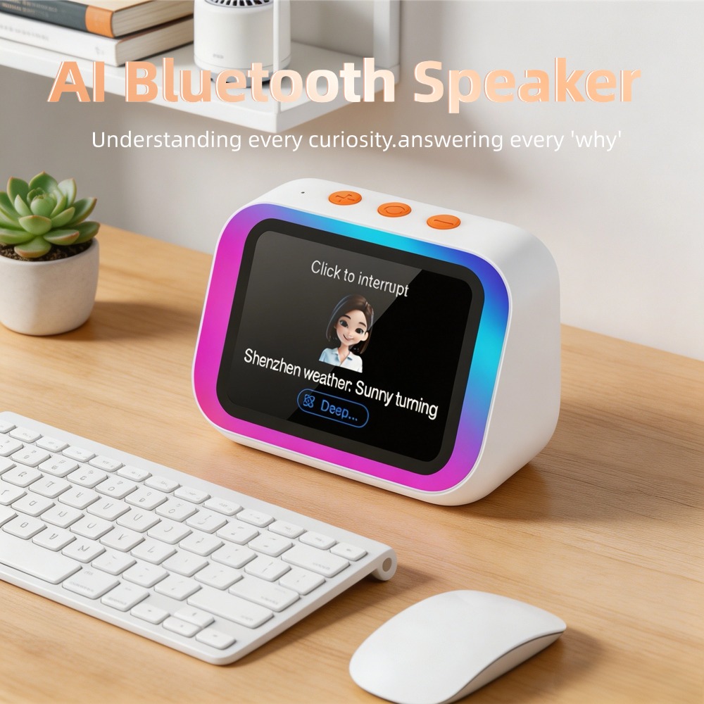 Bluetooth Speaker - KI-Bluetooth-Lautsprecher 5.4 mit KI-Sprachassistent, HD-Touchscreen-Display, elektronischem