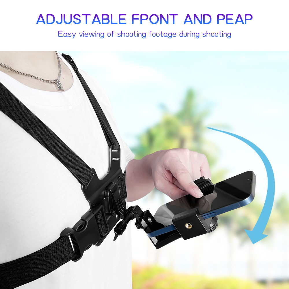 Cable Organizer - Brustmontierter Telefonhalter Verstellbare Elastische Brust-Telefonhalterung 360°